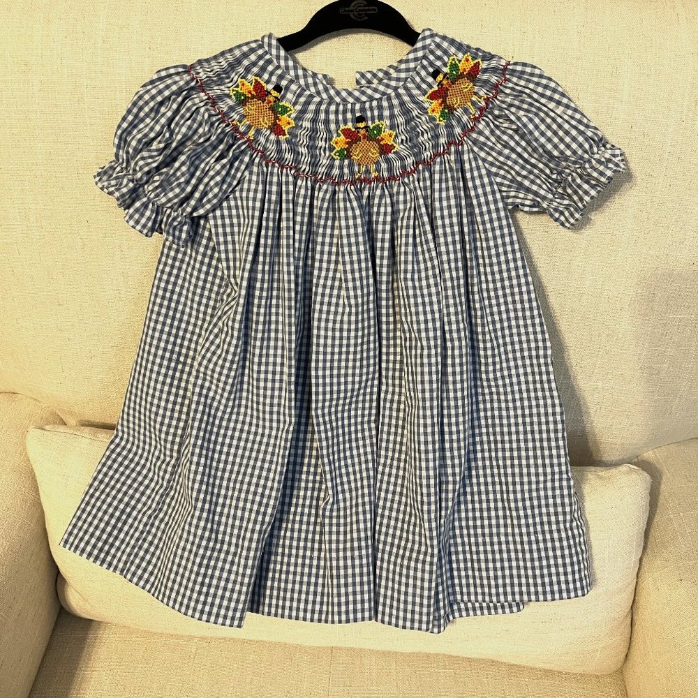 Baby Girl 9M Classic Whimsy Smocked Turkey Dress